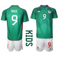 Dětský Fotbalový dres Mexiko Raul Jimenez #9 MS 2022 Domácí Krátký Rukáv (+ trenýrky)